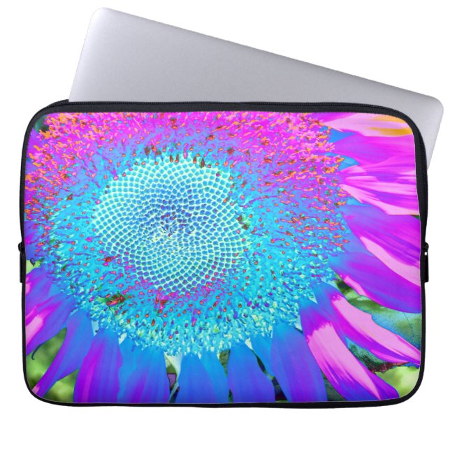 Elegant sunflower purple pink blue floral  laptop sleeve (Front)