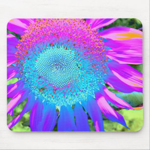 Elegant sunflower purple pink blue floral  mouse mat