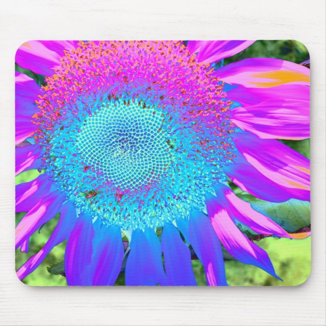 Elegant sunflower purple pink blue floral  mouse mat (Front)