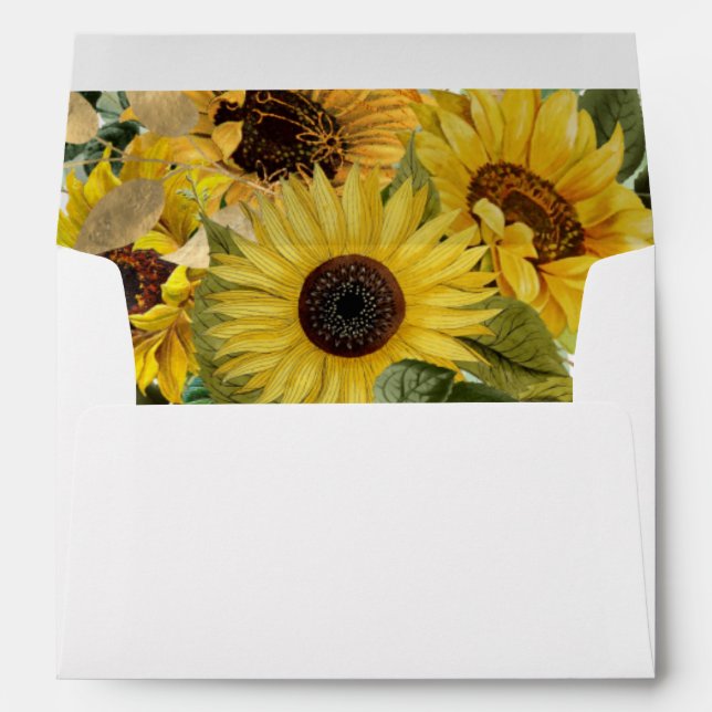 Elegant Sunflower Return Address Wedding Envelope (Back (Bottom))