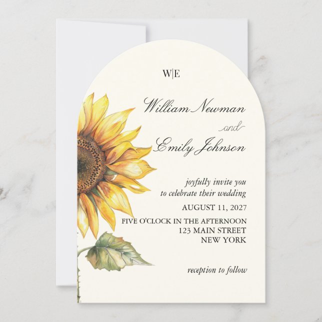 Elegant Sunflower Rustic Wedding Invitation (Front)