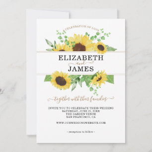 Elegant Sunflower Rustic Wedding Invitation