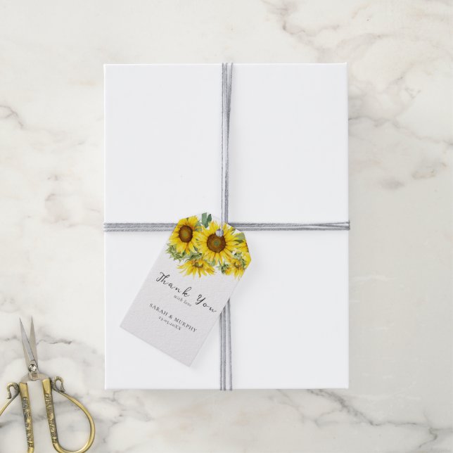 Elegant Sunflower Summer Wedding  Gift Tags (With Twine)