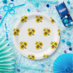 Elegant Sunflower Summer Wedding Paper Plate