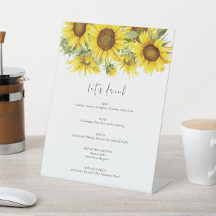 Elegant Sunflower Summer Wedding Pedestal Sign