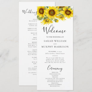 Elegant Sunflower Summer Wedding Programme