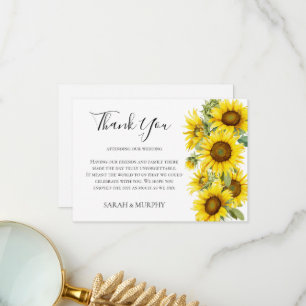 Elegant Sunflower Summer Wedding Thank You Card