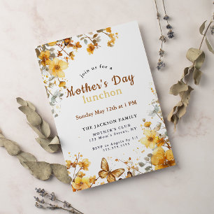 Elegant Sunflower Watercolor Floral Mother's Day Invitation