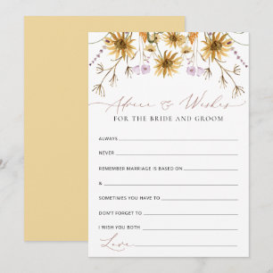 Elegant Sunflower Wedding Advice Card