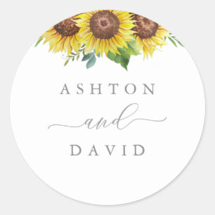 Elegant Sunflower Wedding Classic Round Sticker