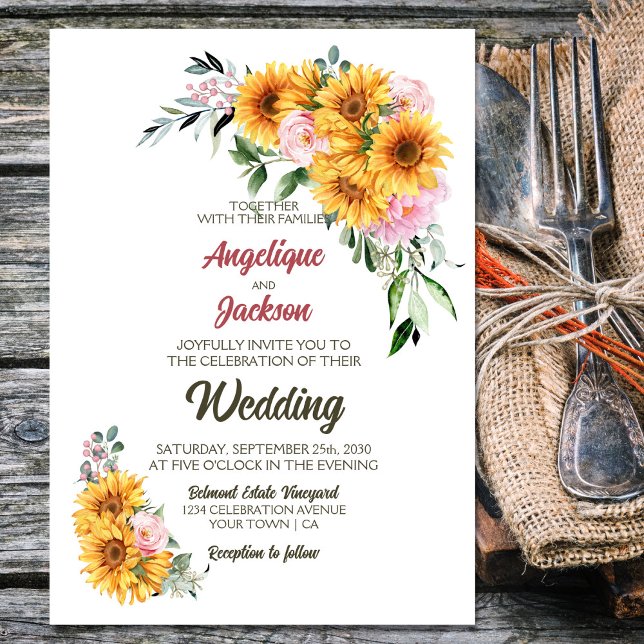 Elegant Sunflower Wedding Invitation (Creator Uploaded)