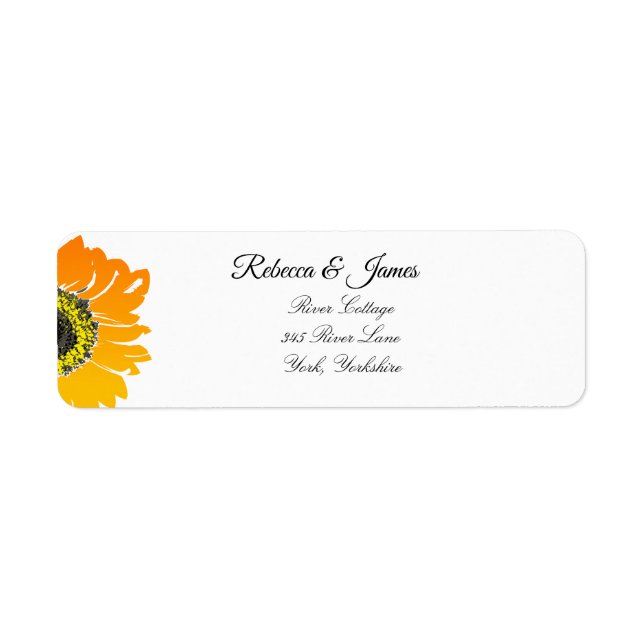 Elegant Sunflower wedding Return Address Label (Front)