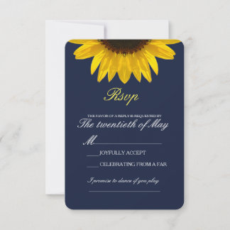 Elegant Sunflower Wedding Rsvp Card