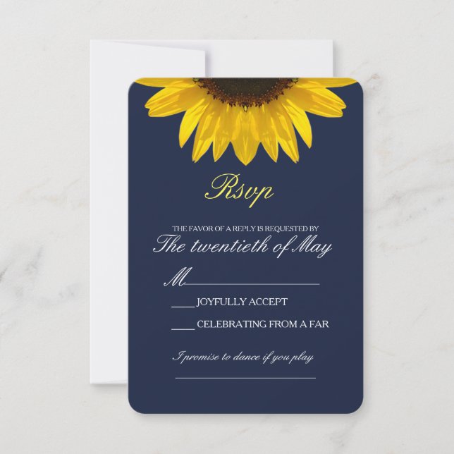 Elegant Sunflower Wedding Rsvp Card (Front)