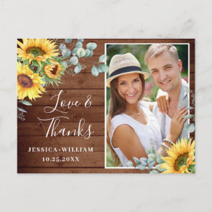 Elegant Sunflower Wedding Rustic Thank You Postcard