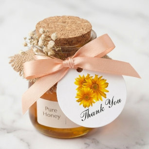 Elegant Sunflower Wedding Thank You Yellow Floral Favour Tags