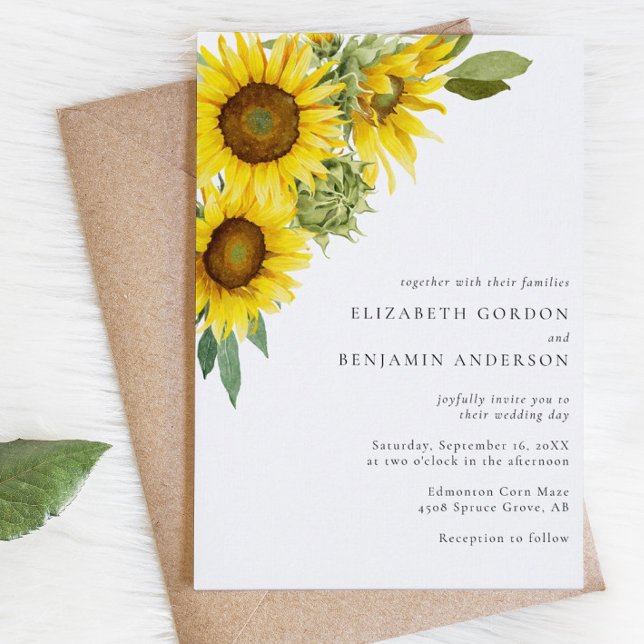 Elegant Sunflower Wedding Watercolor Floral Fall Invitation (Creator Uploaded)