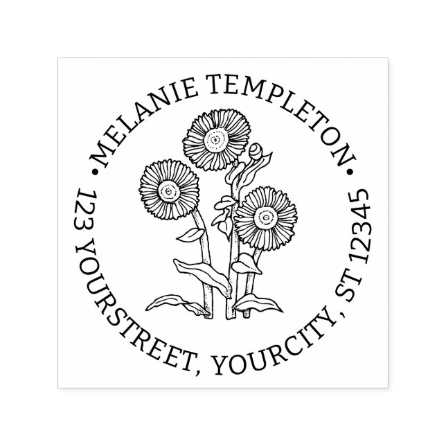 Elegant Sunflowers #6 Name Return Address Self-inking Stamp (Design)