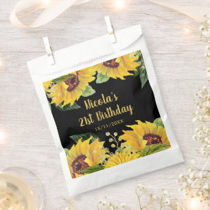 Elegant Sunflowers and Foliage Birthday Party Favour Bags