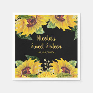Elegant Sunflowers and Foliage Sweet Sixteen Napkin