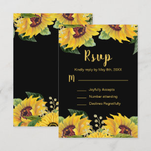 Elegant Sunflowers and Foliage Sweet Sixteen RSVP Card