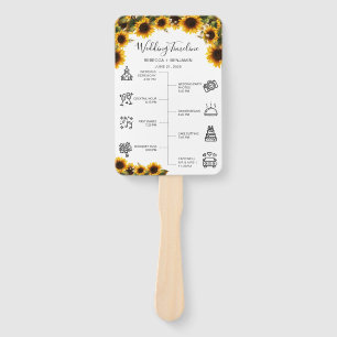 Elegant Sunflowers Bouquet Wedding Program Hand Fan