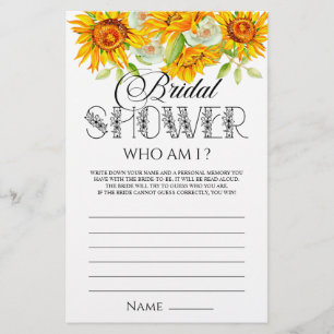 Elegant Sunflowers Bridal Shower Game