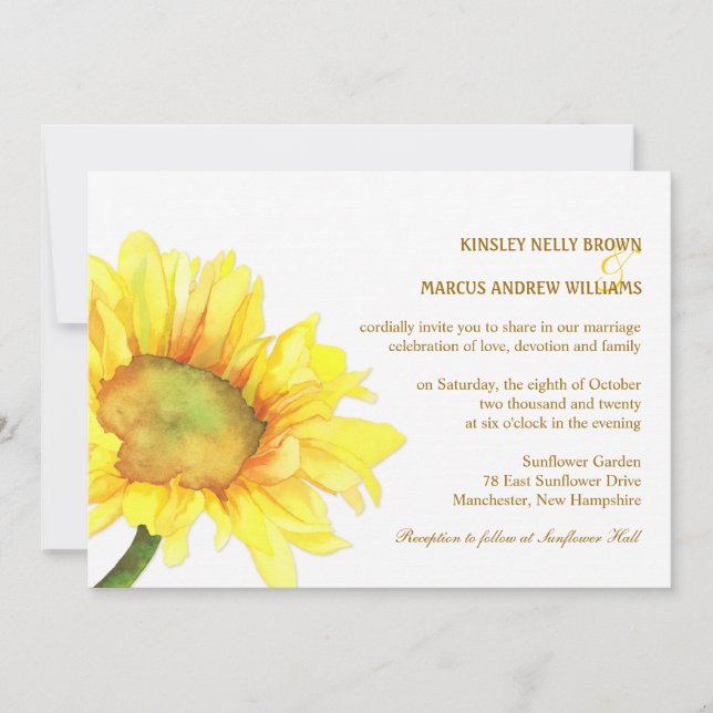Elegant Sunflowers Casual Outdoor Wedding Invitation (Front)