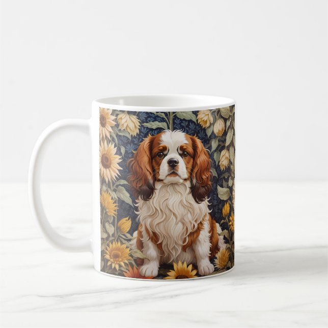 Elegant Sunflowers Cavalier King Charles Spaniel  Coffee Mug (Left)