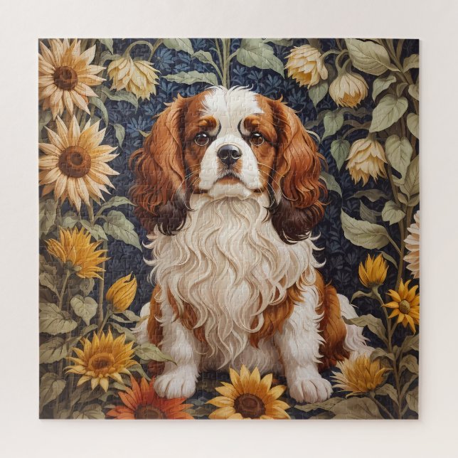 Elegant Sunflowers Cavalier King Charles Spaniel  Jigsaw Puzzle (Vertical)