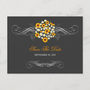 Elegant Sunflowers & Daisies Bouquet Save the Date Announcement Postcard