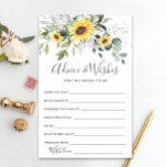 Elegant Sunflowers Eucalyptus Advice & Wishes Card<br><div class="desc">Elegant Sunflowers Eucalyptus Advice & Wishes Card.
Personalise with the bride to be's name and date of shower. 
For further customisation,  please click the "customise further" link. If you need help,  contact me please.</div>