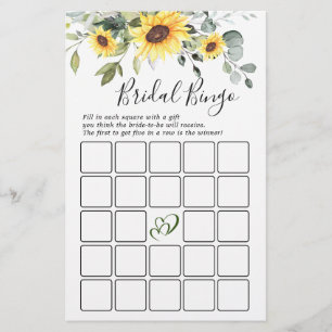 Elegant Sunflowers Eucalyptus Bridal Shower Game