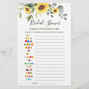 Elegant Sunflowers Eucalyptus Bridal Shower Game