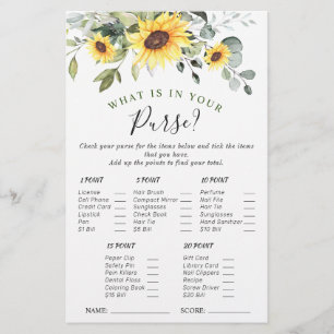 Elegant Sunflowers Eucalyptus Bridal Shower Game