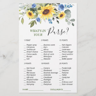 Elegant Sunflowers Eucalyptus Bridal Shower Game