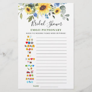 Elegant Sunflowers Eucalyptus Bridal Shower Game