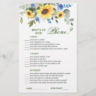 Elegant Sunflowers Eucalyptus Bridal Shower Game