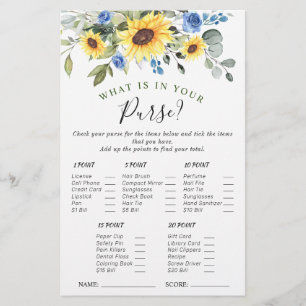 Elegant Sunflowers Eucalyptus Bridal Shower Game