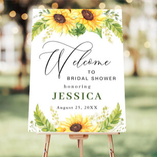 Elegant Sunflowers Eucalyptus Bridal Shower Poster