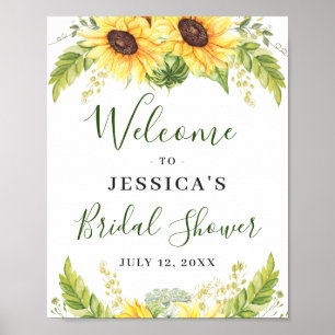 Elegant Sunflowers Eucalyptus Bridal Shower Poster