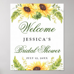 Elegant Sunflowers Eucalyptus Bridal Shower Poster