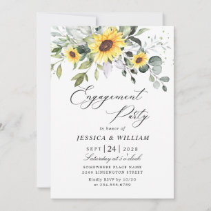 Elegant Sunflowers Eucalyptus ENGAGEMENT  PARTY Invitation