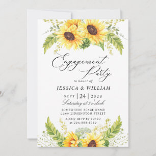 Elegant Sunflowers Eucalyptus ENGAGEMENT  PARTY Invitation
