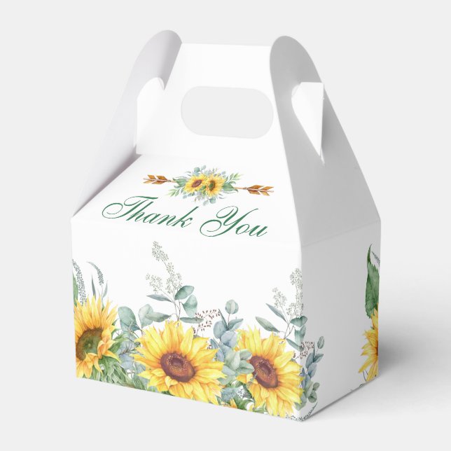 Elegant Sunflowers Eucalyptus Floral Bridal Shower Favour Box (Front Side)