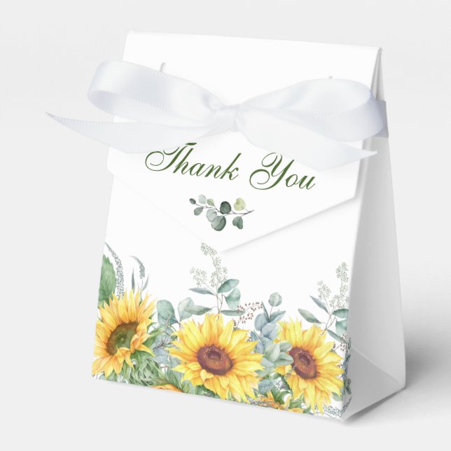 Elegant Sunflowers Eucalyptus Floral Bridal Shower Favour Box (Front Side)