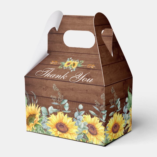 Elegant Sunflowers Eucalyptus Floral Bridal Shower Favour Box (Front Side)