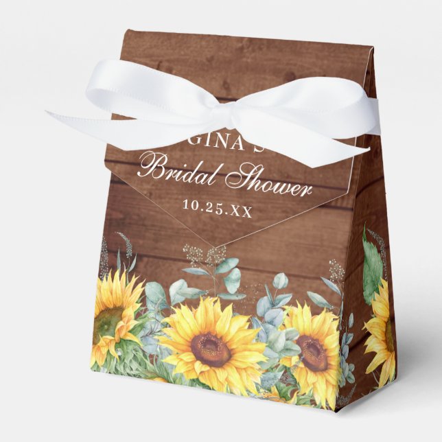 Elegant Sunflowers Eucalyptus Floral Bridal Shower Favour Box (Front Side)