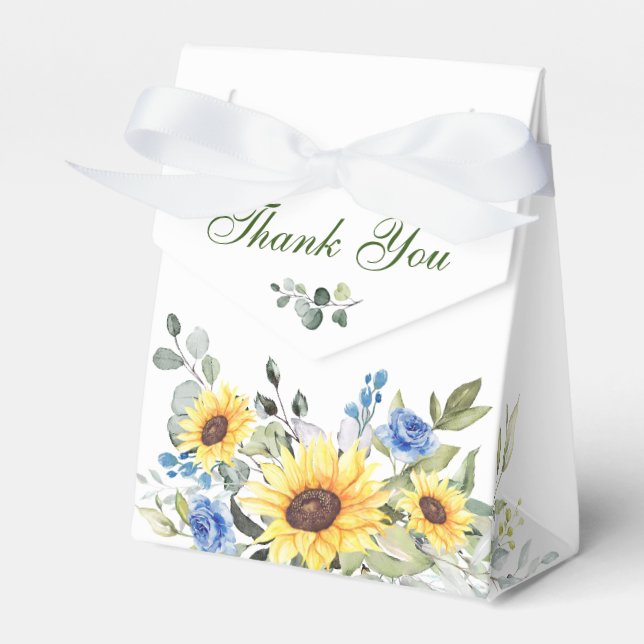 Elegant Sunflowers Eucalyptus Floral Bridal Shower Favour Box (Front Side)