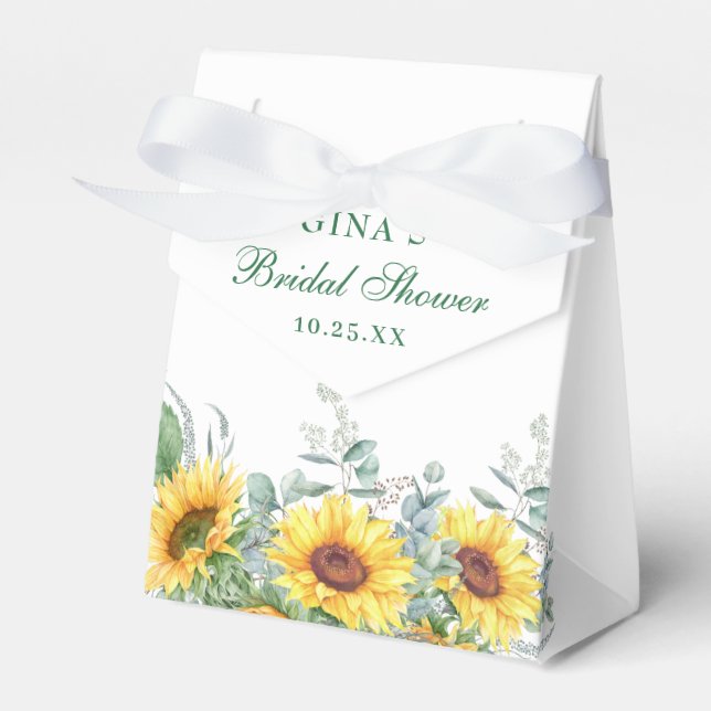 Elegant Sunflowers Eucalyptus Floral Bridal Shower Favour Box (Front Side)